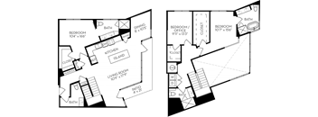 two floor plan of a house with a bedroom and a bathroom