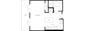 a floor plan of a room with a bedroom and a bathroom