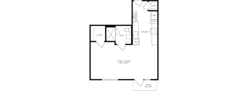 a floor plan of a home with a bedroom and a living room