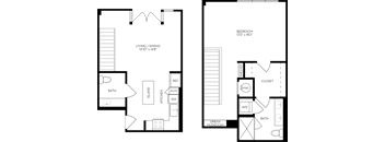 a floor plan of a house with a bedroom and a living room