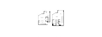 two floor plan of a house showing the living room and bedroom
