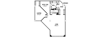 a floor plan of a small house with a bedroom and a living room