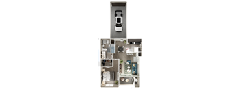 a rendering of the interior of a house with a car in the garage at The Quarry Alamo Heights, San Antonio, 78209
