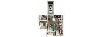 a floor plan of the acadia with a car in the garage at The Quarry Alamo Heights, San Antonio, TX
