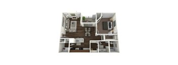a 3d rendering of our 1 bedroom apartment at princeton court apartments in dallas at The Quarry Alamo Heights, San Antonio
