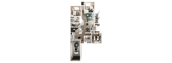 a floor plan of a 3 bedroom apartment at The Quarry Alamo Heights, San Antonio, TX, 78209