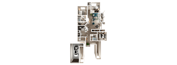 a floor plan of a 3 bedroom apartment at The Quarry Alamo Heights, San Antonio, Texas
