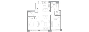 A floor plan of a house with a living room, dining room, kitchen, and multiple bathrooms.