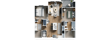 a birdseye view of a living room and dining room from above