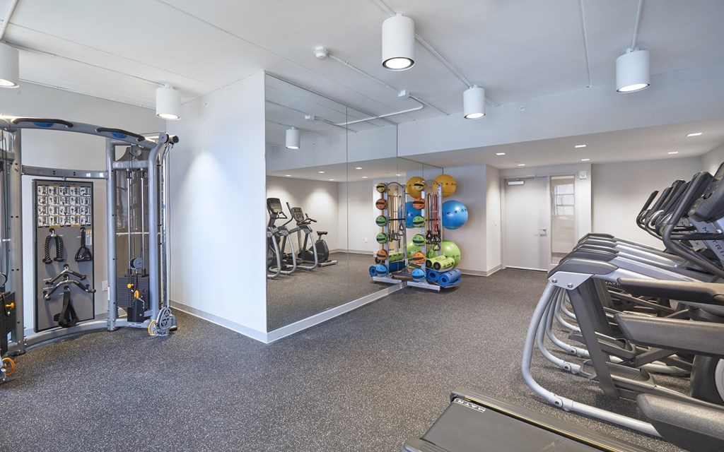 fitness center with aerobics, and strength training.