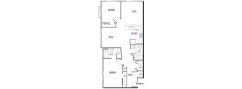 A floor plan of a house with rooms labeled Bedroom, Living Room, Kitchen, Dining, and Bathroom.