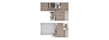 A diagram of a house layout with three bedrooms and a garage.
