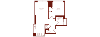 A floor plan of a living/dining area and a bedroom.
