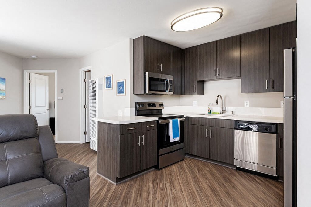 Open Kitchen with Living Room at Village Square, California, 92037