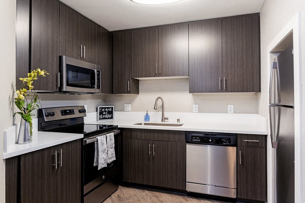 Renovated Kitchen with Stainless Steel Appliances at Village Square, La Jolla, 92037