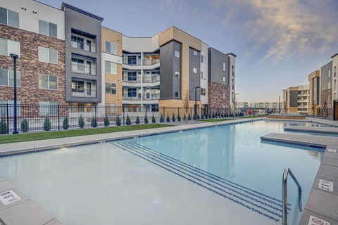 the swimming pool at the preserve at polo ridge apartments
