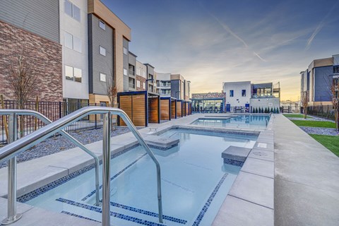 our apartments have a large pool in front of our building
