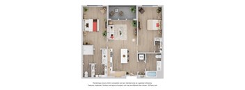 A floor plan of a house with a kitchen, living room, dining room, and bathroom.