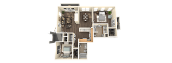 a 3132 sq ft apartment with a bedroom and a living room