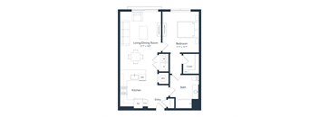 this floor plan is an approximation of our 1 bedroom floor plan