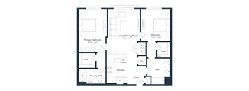 a floor plan of a unit with a bedroom and a living room