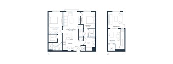three floor plan of a residence with different floor plans of different floors