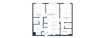 a floor plan of a unit with a bedroom and a living room