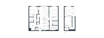 a floor plan of three different floor plans of a house
