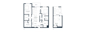 three floor plan of a house with different layouts of bedrooms and a living room