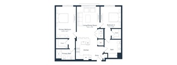 a floor plan of a unit with a bedroom and a living room