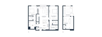 a floor plan of three different floor plans of a house