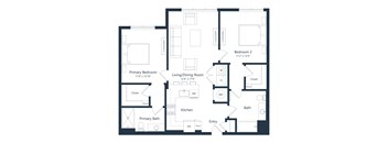 a floor plan of a unit with a bedroom and a living room