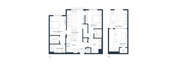 a floor plan of two different floors of a house