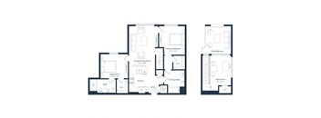 a floor plan of three different floor plans of a house