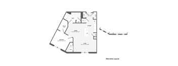 A floor plan of a house with labeled rooms and dimensions.
