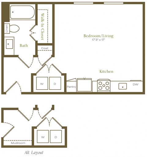 a floor plan of a home with a bedroom and a living room