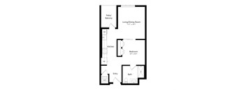 a floor plan of a unit with a bedroom and a living room