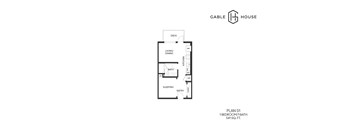 A floor plan for a 1 bedroom, 1 bath house.