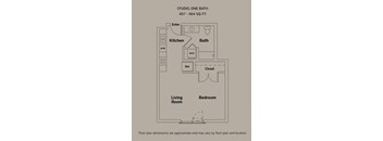 457 sq ft studio floorplan