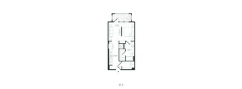 A floor plan of a house with a studio, kitchen, and bath.