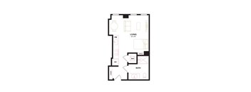 a floor plan of a 1 bedroom floor plan