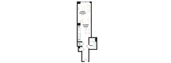 a floor plan of a studio apartment with a bedroom and loft