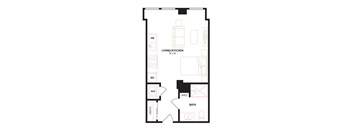 a floor plan of a studio apartment with a loft