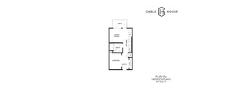 A floor plan for a one bedroom apartment with a bathroom and sleeping area.
