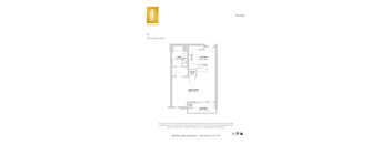 A floor plan for a studio apartment sized at 670 square feet.