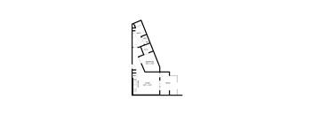 A black and white drawing of a house floor plan.