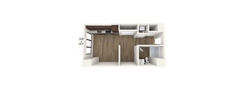 an image of a room with a bedroom and a bathroom