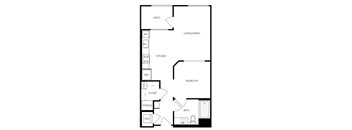 A black and white image of a floor plan for a home.