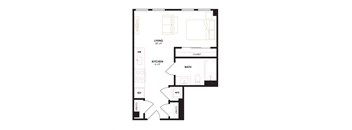 a floor plan of a 1 bedroom floor plan