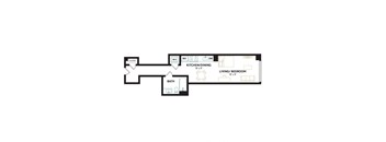 a floor plan of a home with a bedroom and a living room